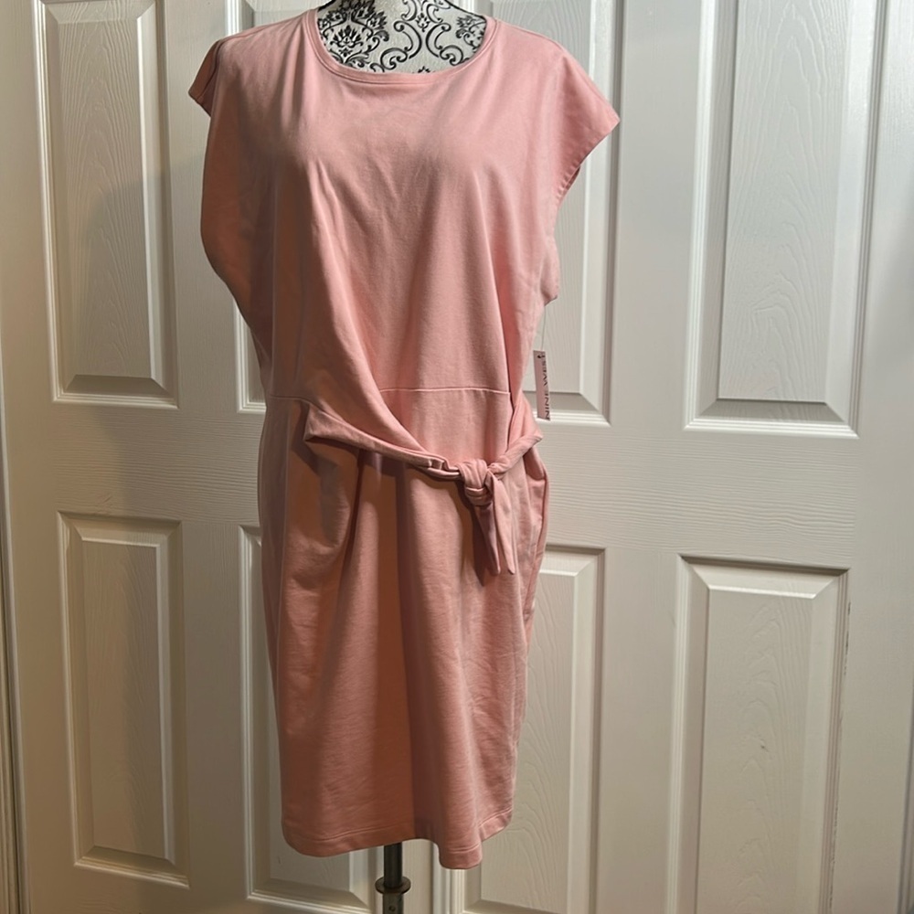 Nine West Side‎ Tie T Shirt Dress XL Light Pink